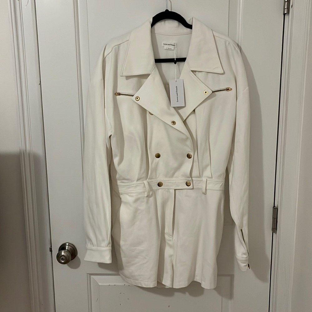 NWT Lovers & Friends White Denim Long Sleeve Romper